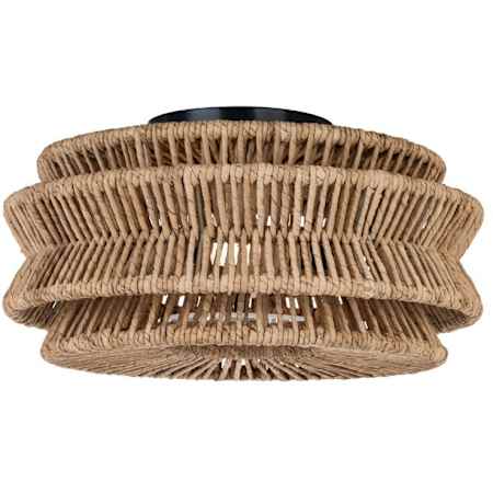Visual Comfort Antigua 2 Light 16" Wide Semi-Flush Drum Ceiling Fixture Bronze / Natural Abaca